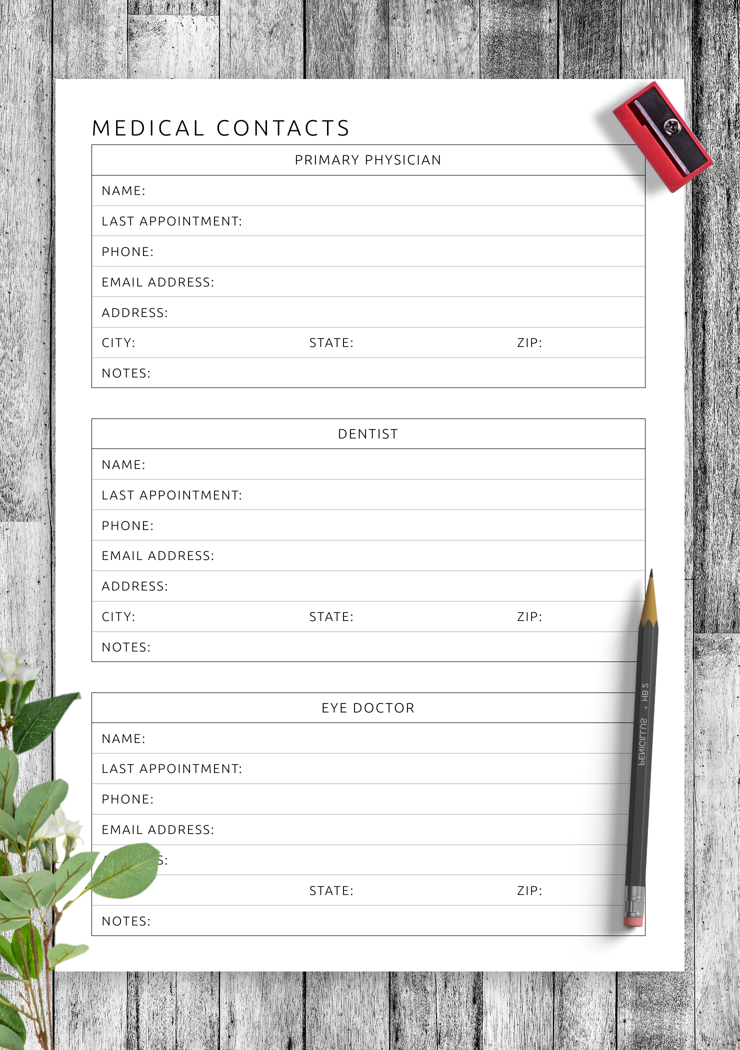 Download Printable Medical Contacts Template PDF Download Printable Medical Contacts Template PDF