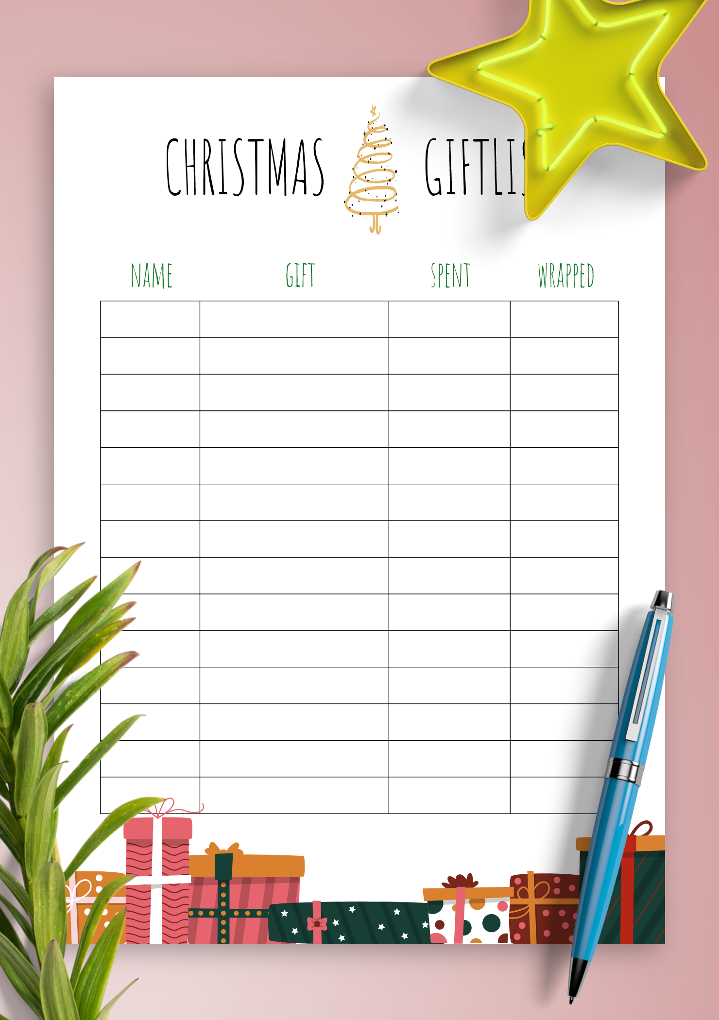 Printable Christmas Gift List