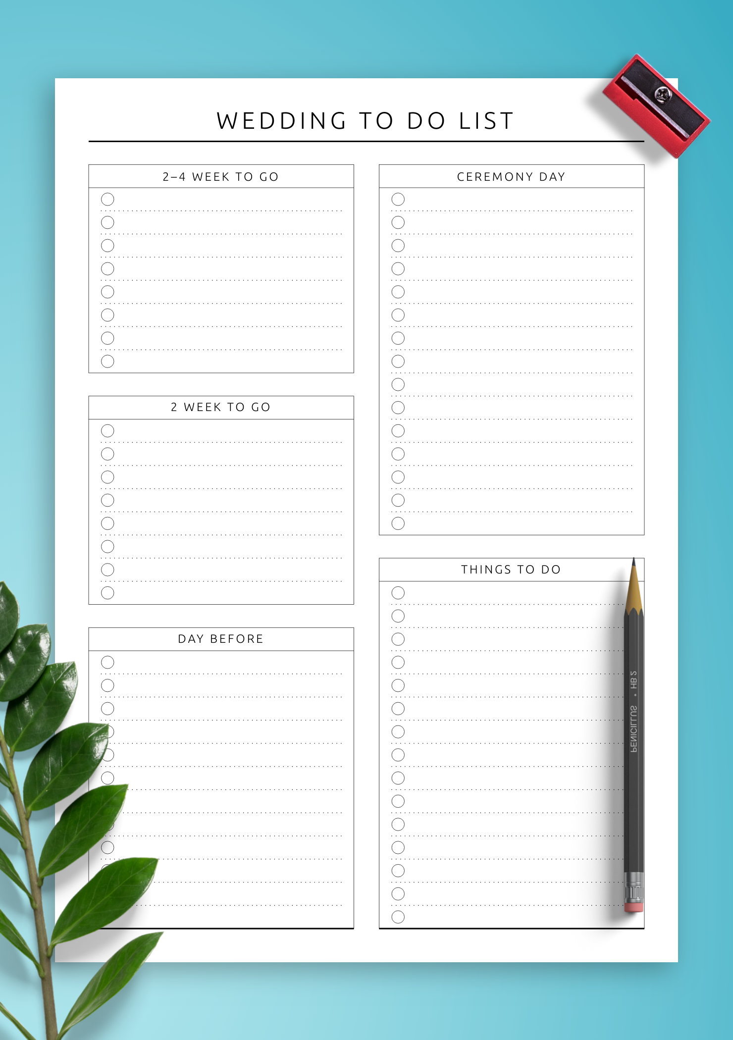 Wedding To Do Lists Printable