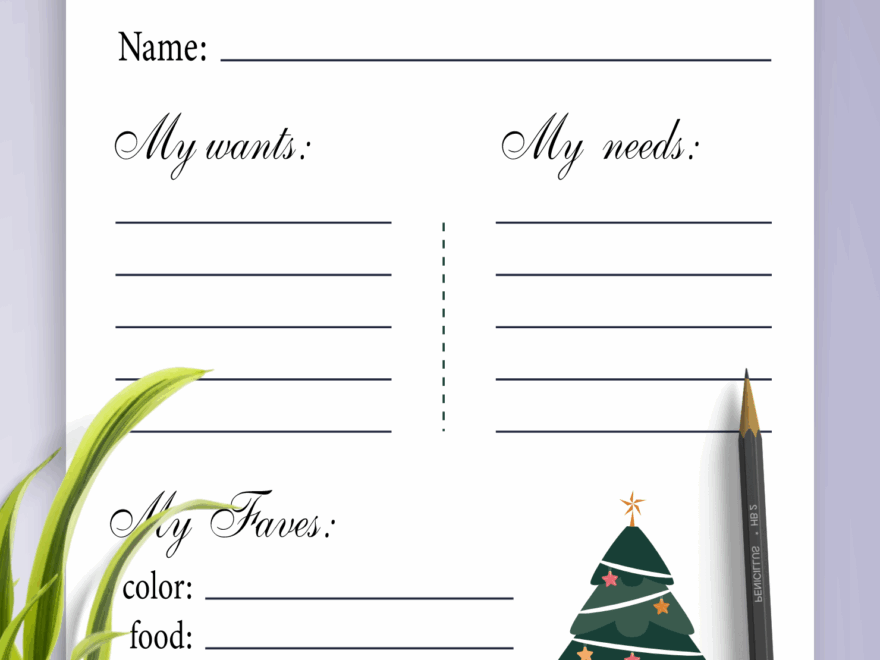 Download Printable White Christmas Wish List Template PDF