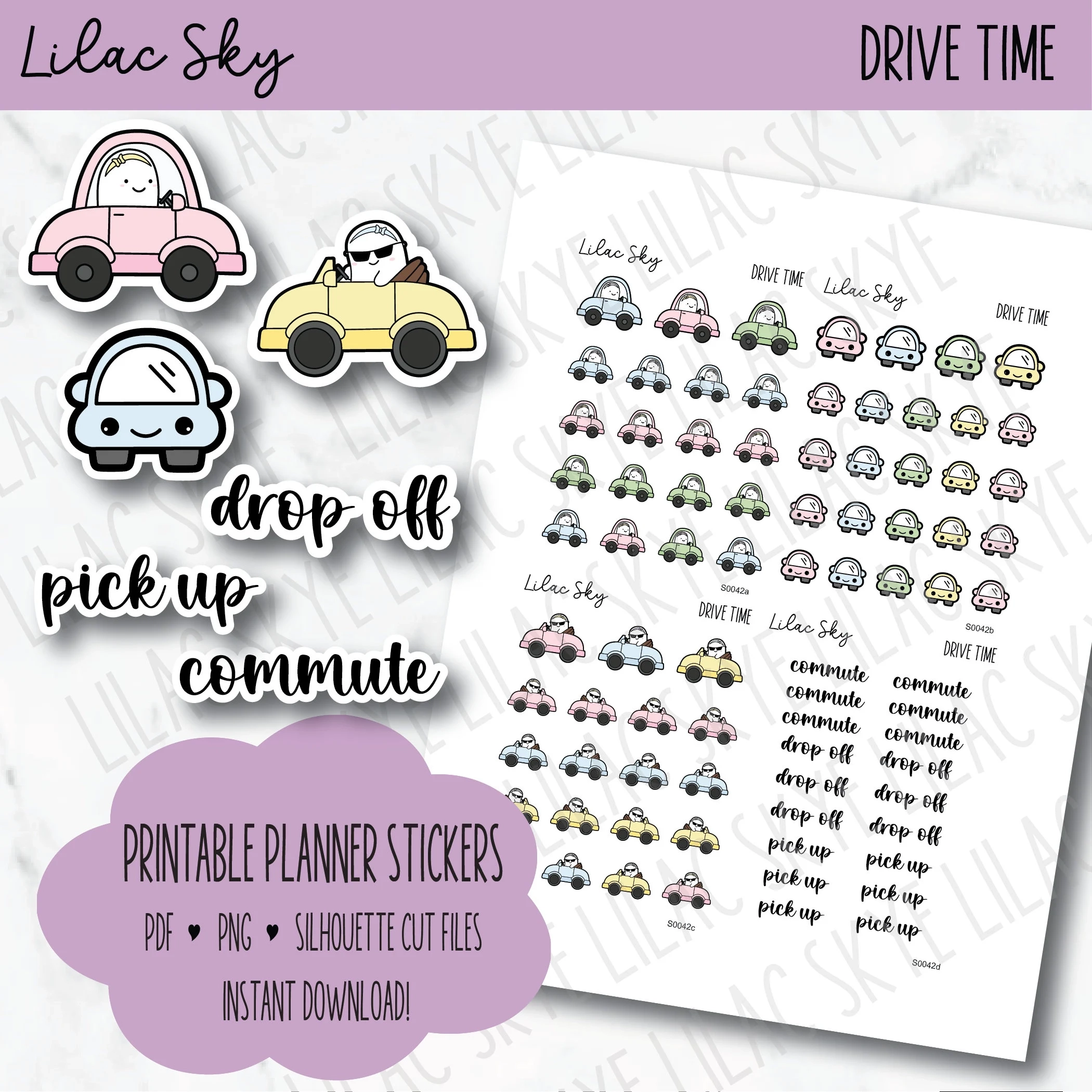 Drive Time Stickers Driving Printable Stickers Printable Planner Stickers Printable Stickers PNG Stickers Etsy