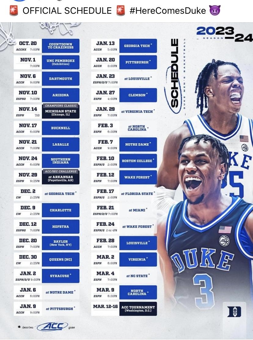Duke Basketball Schedule 2026 Printable Duke Basketball Schedule 2026 Printable