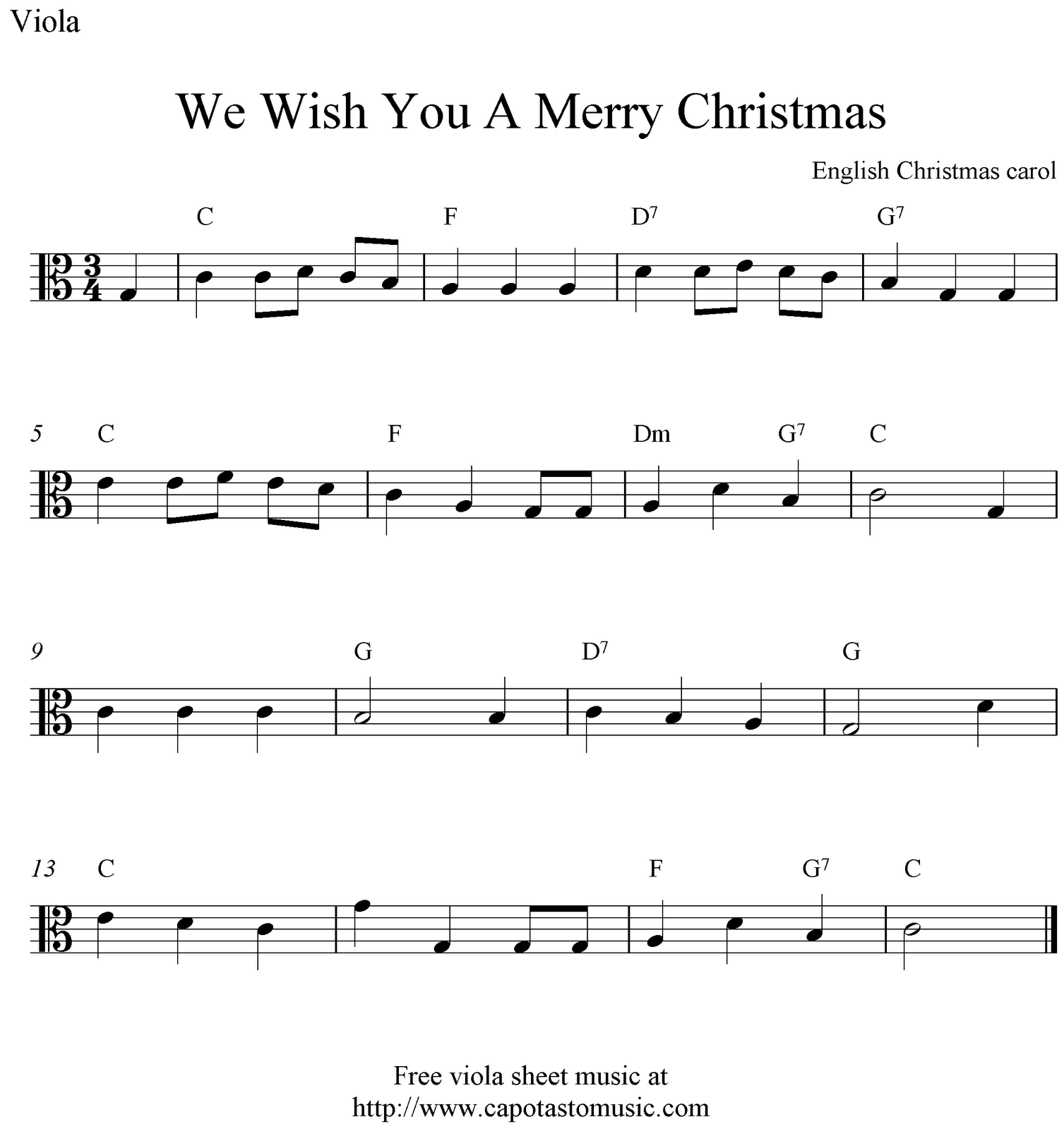 Easy Sheet Music For Beginners Free Easy Christmas Viola Sheet Music We Wish You A Merry Christmas