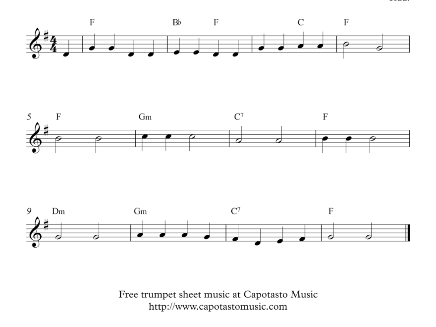 Easy Sheet Music For Beginners Free Easy Trumpet Sheet Music Bingo