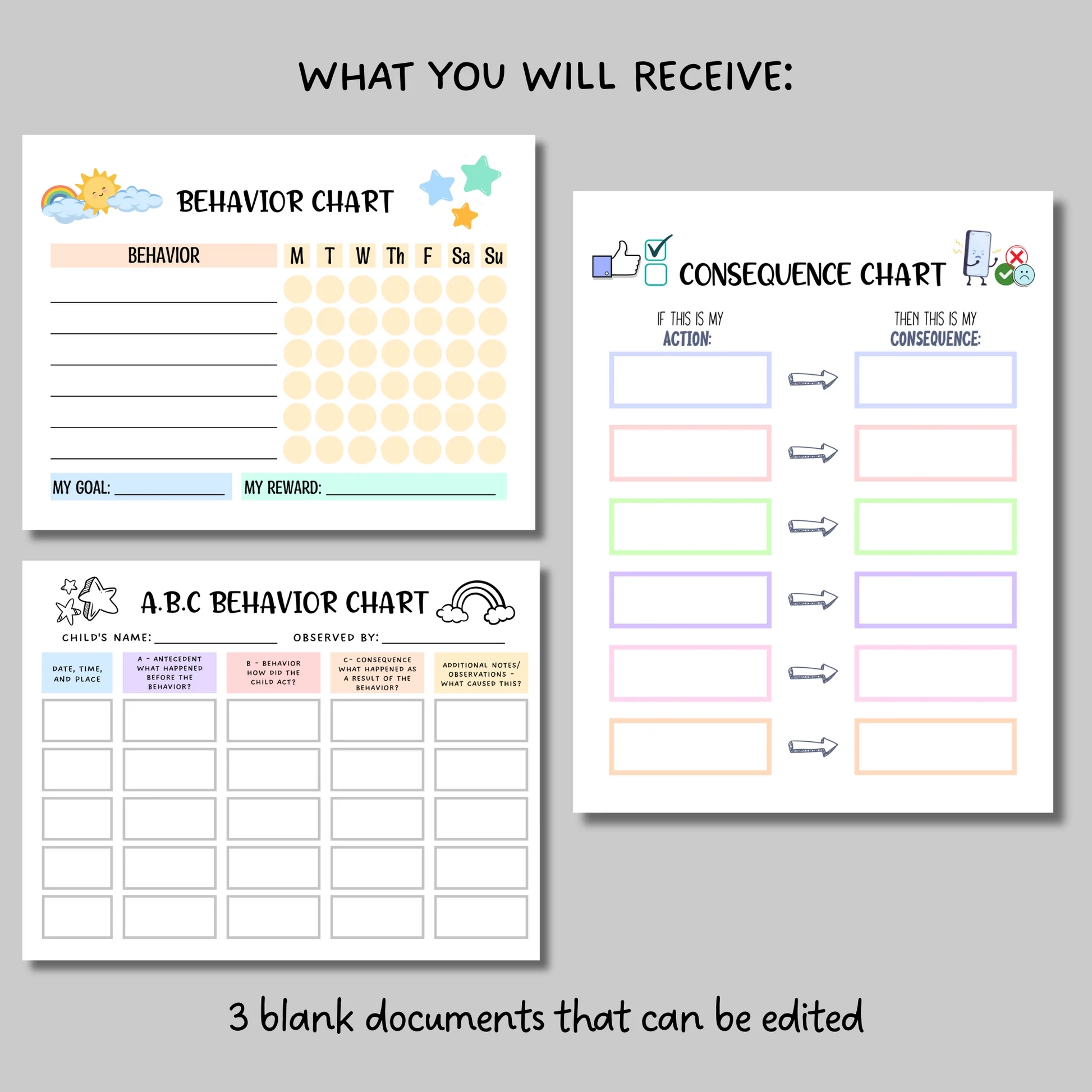 Editable Behavior Consequence Chart For Kids Printable Toddler Behavi Scribbled LLC