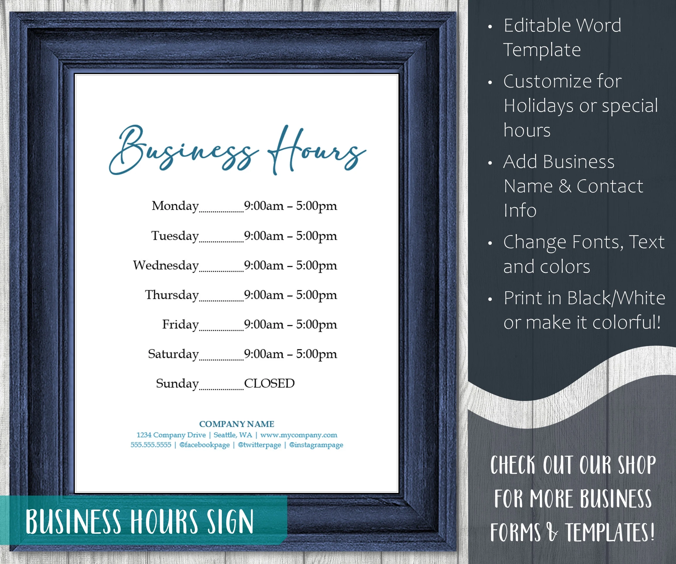 Make A Business Hour Signs Printable Make A Business Hour Signs Printable