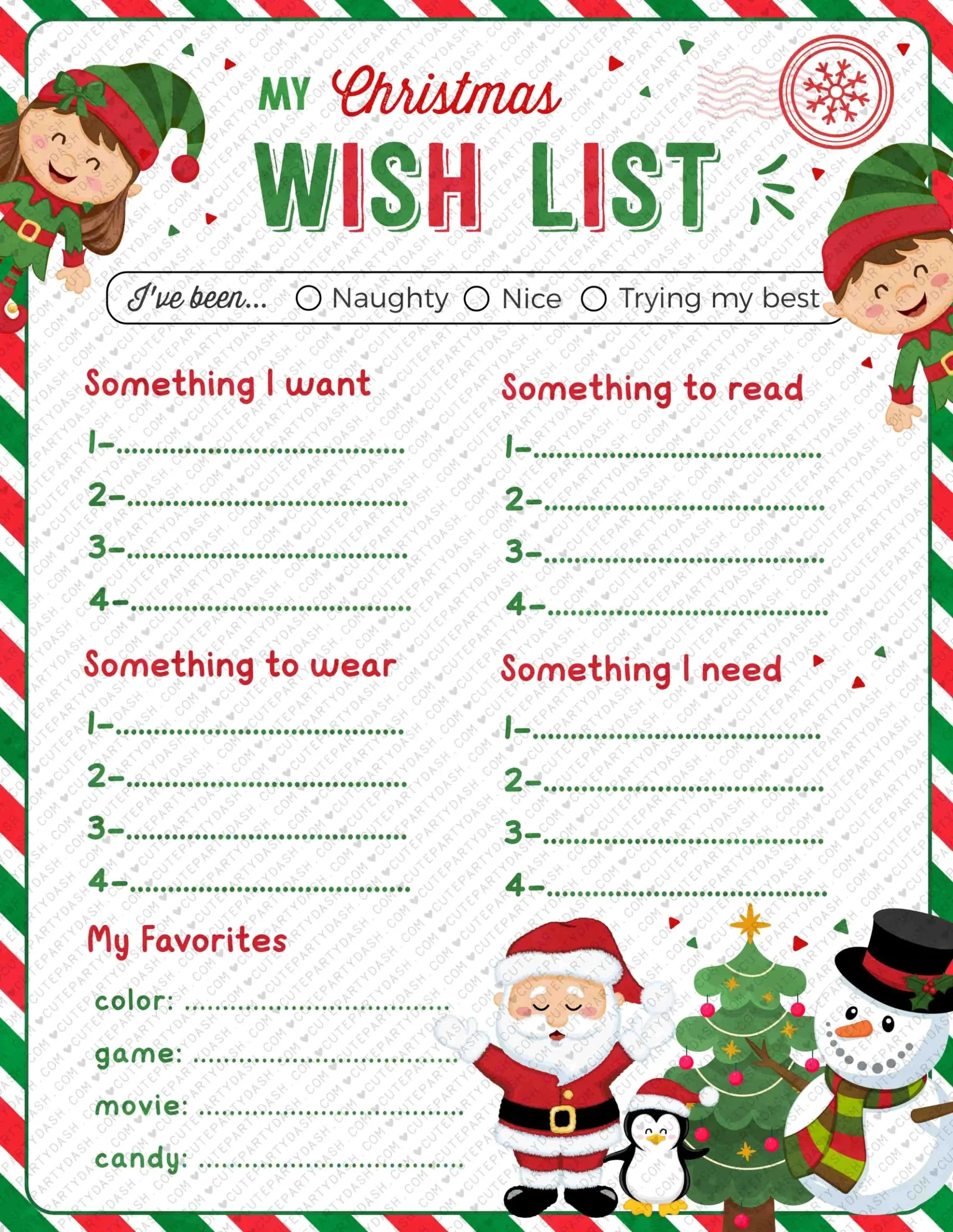 Free Christmas Wish List Printable