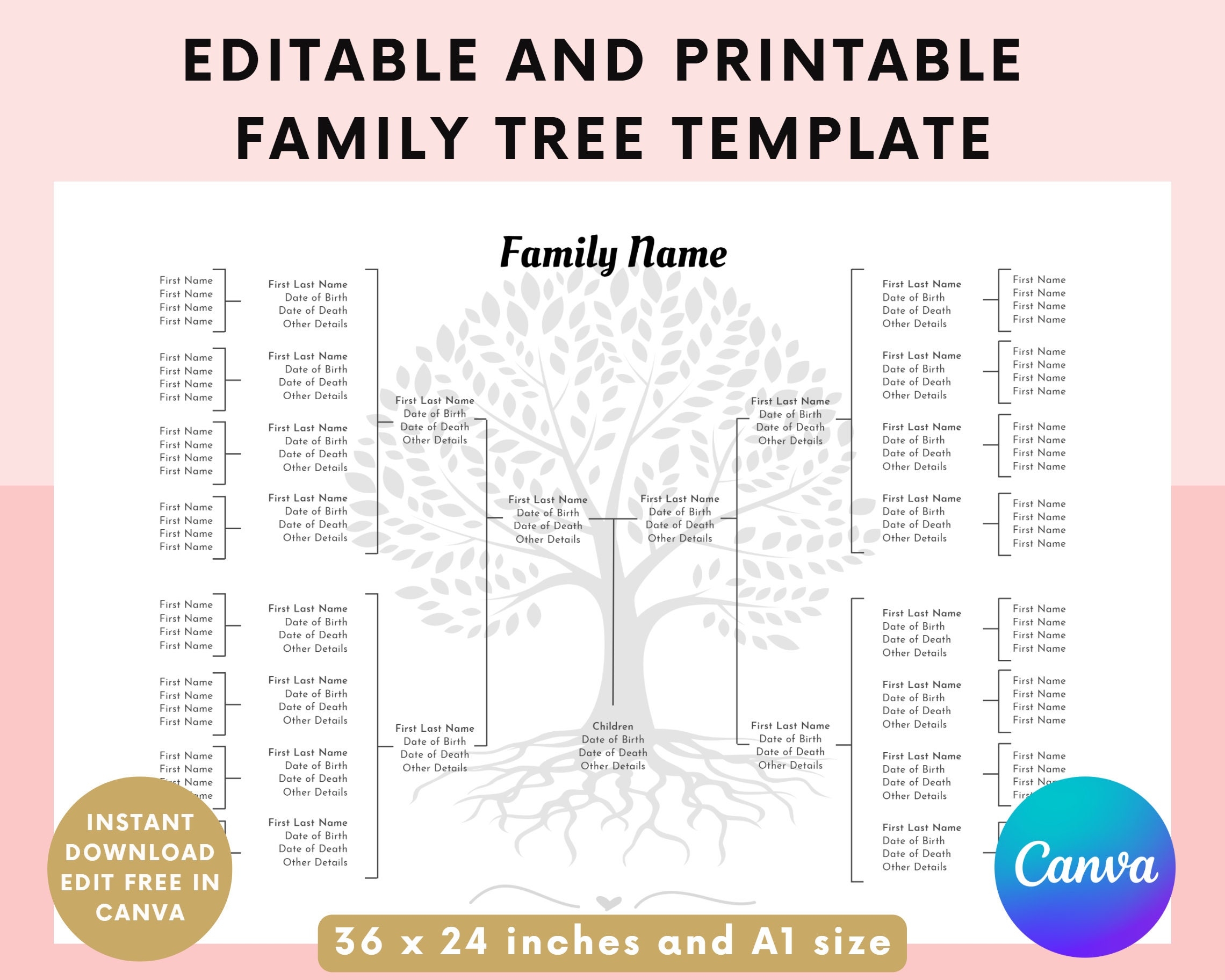Editable Family Tree Template Family Tree Chart Printable 5 Worksheets Library