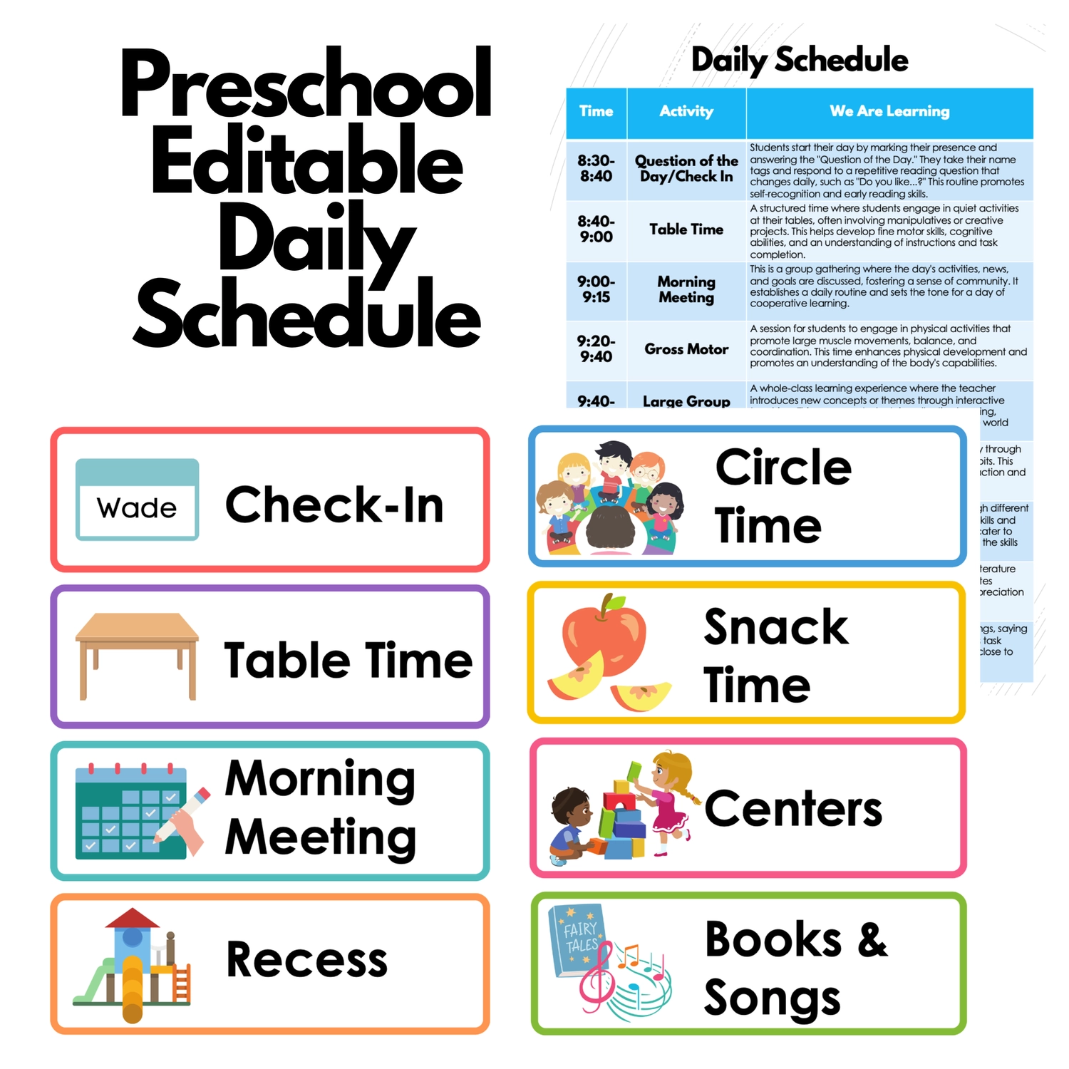 Editable Preschool Daily Schedule Preschool Vibes