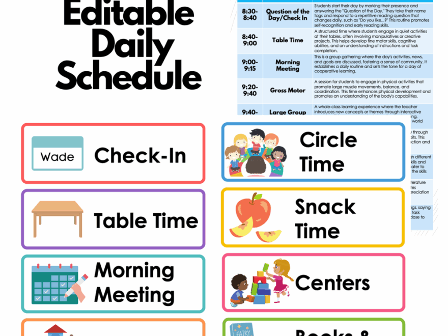 Editable Preschool Daily Schedule Preschool Vibes Worksheets Library