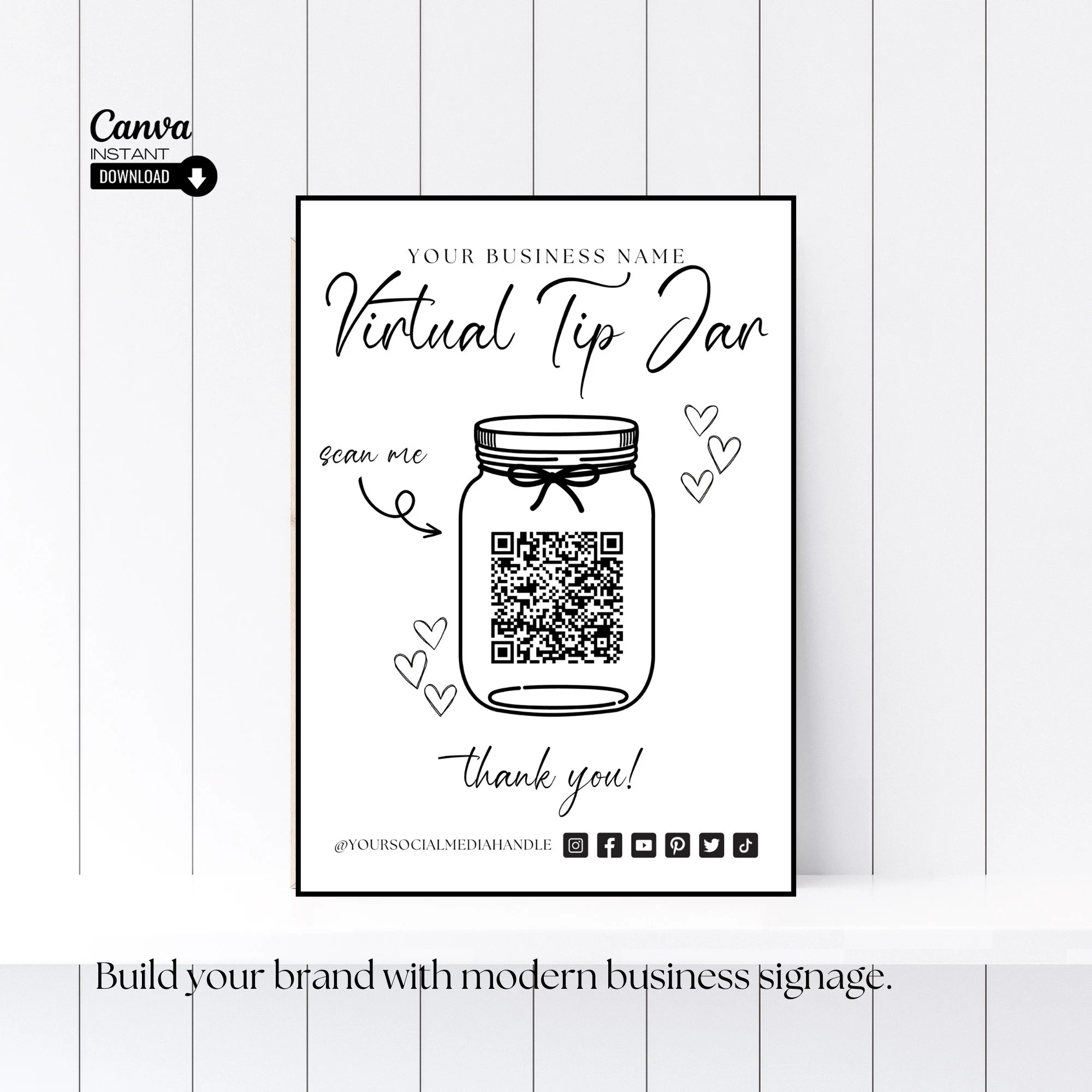 Editable Virtual Tip Jar QR Code Sign Template 8 5 X 11 Etsy