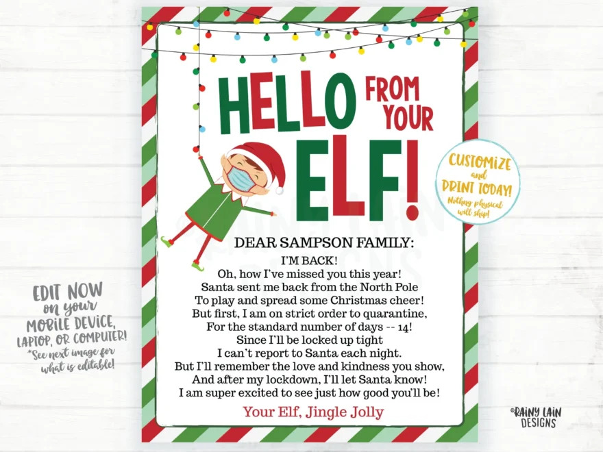 Elf Quarantine Letter Hello From Your Elf Christmas 2020 Hello Letter Editable Elf Printables Lockdown Elf Greetings Elf Return I m Back Etsy Norway