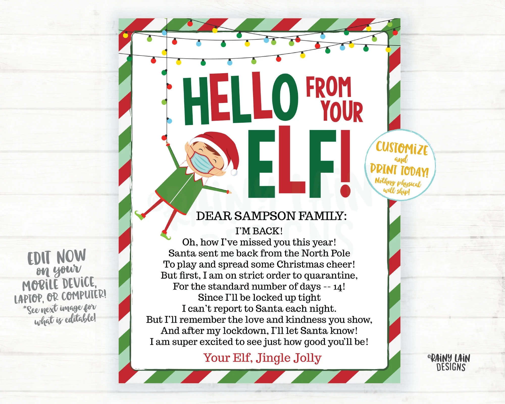 Elf Quarantine Letter Hello From Your Elf Christmas 2020 Hello Letter Editable Elf Printables Lockdown Elf Greetings Elf Return I m Back Etsy Norway