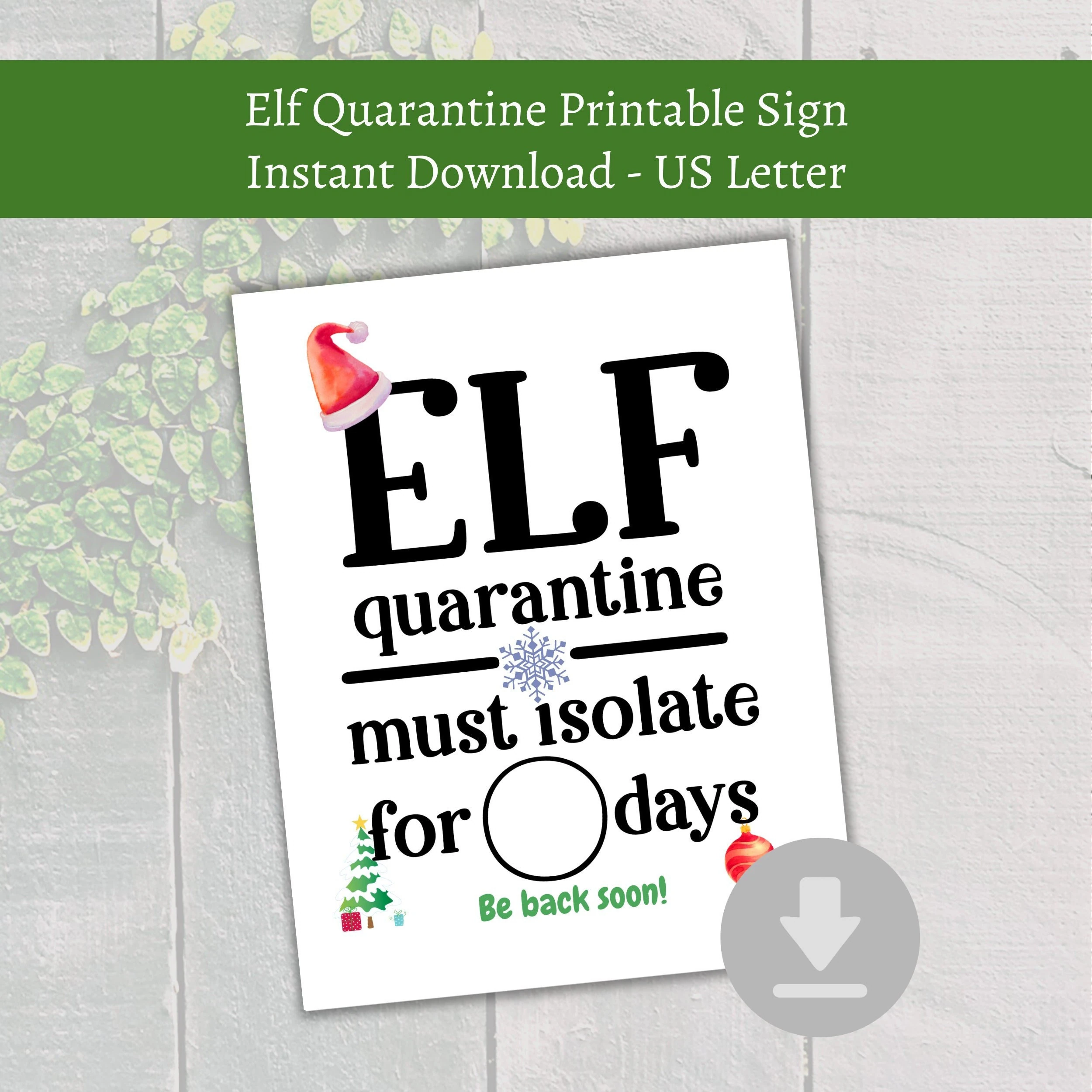 Elf Quarantine Sign Elf Quarantine Letter Printable Letter From Elf Etsy