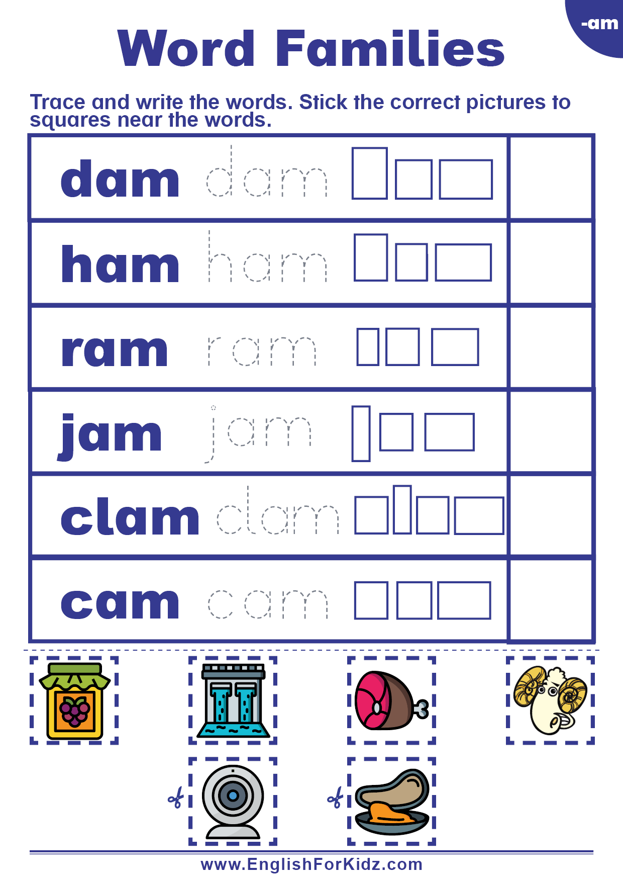 Esl Word Family Lists Printable