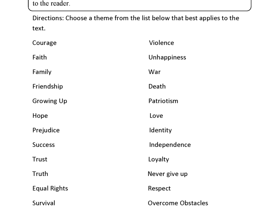 Englishlinx Theme Worksheets