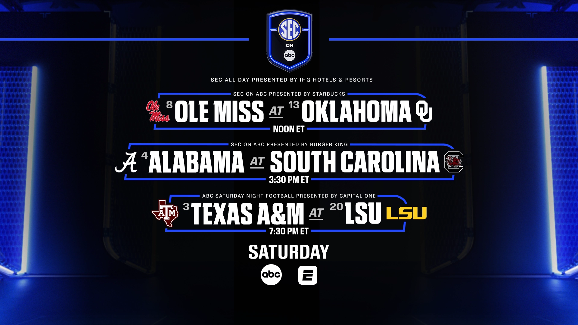 ESPN s Stacked College Football Schedule Showcases 17 Top 25 Teams And 80 Showdowns Across Week 9 ESPN Press Room U S 