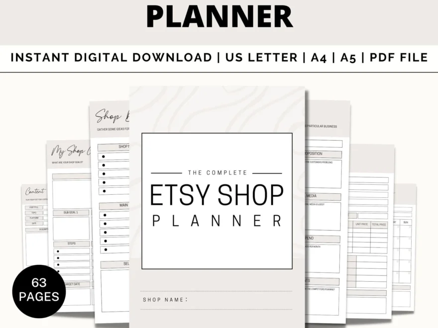 Etsy Shop Planner Printable Etsy Business Plan Etsy Seller Planner Etsy Shop Seller Handbook Etsy Shop Seller Help Selling Guide Etsy Etsy