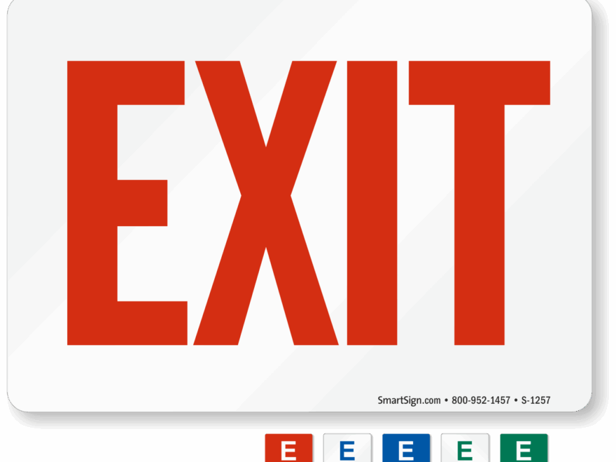 Exit Sign Available In 4 Colors SKU S 1257