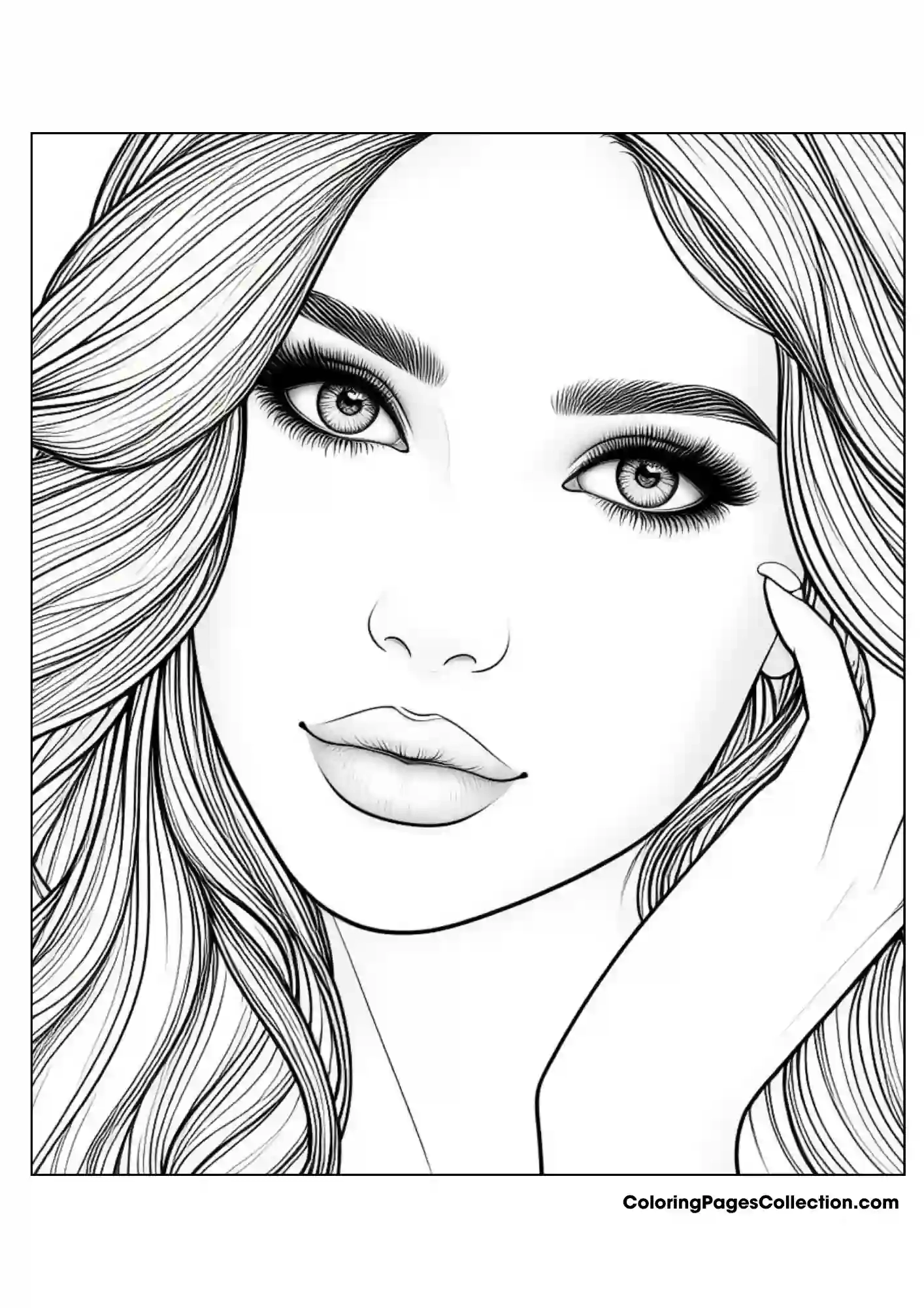 Face Realistic Girl Coloring Pages Free Printable Download PDF