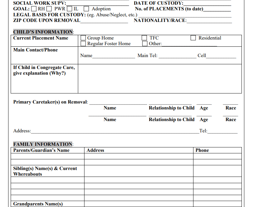Face Sheet Template Free Word Templates
