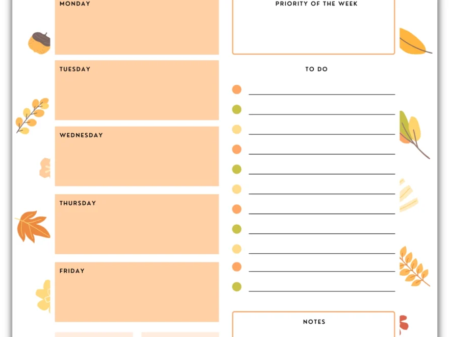 Fall Weekly Planner Free Printable Gathering Beauty