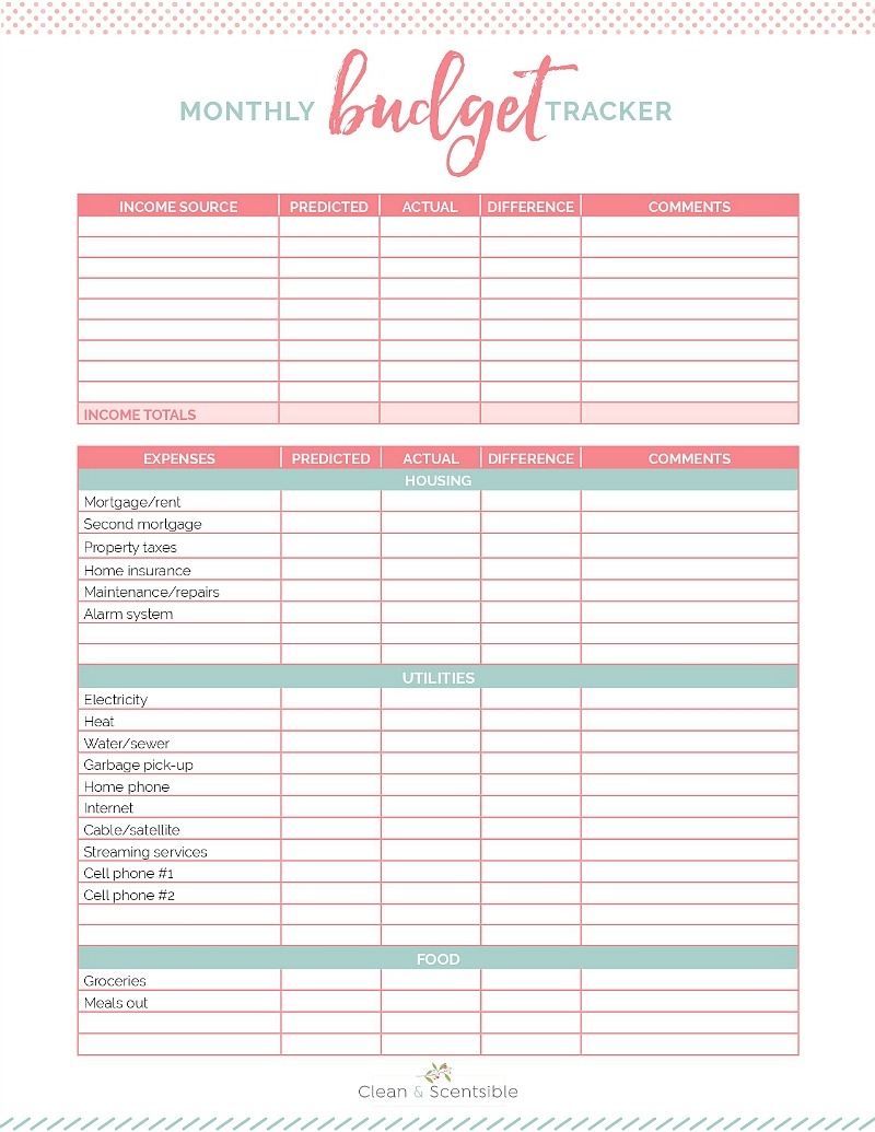 Printable Monthly Household Expense Sheet Printable Monthly Household Expense Sheet