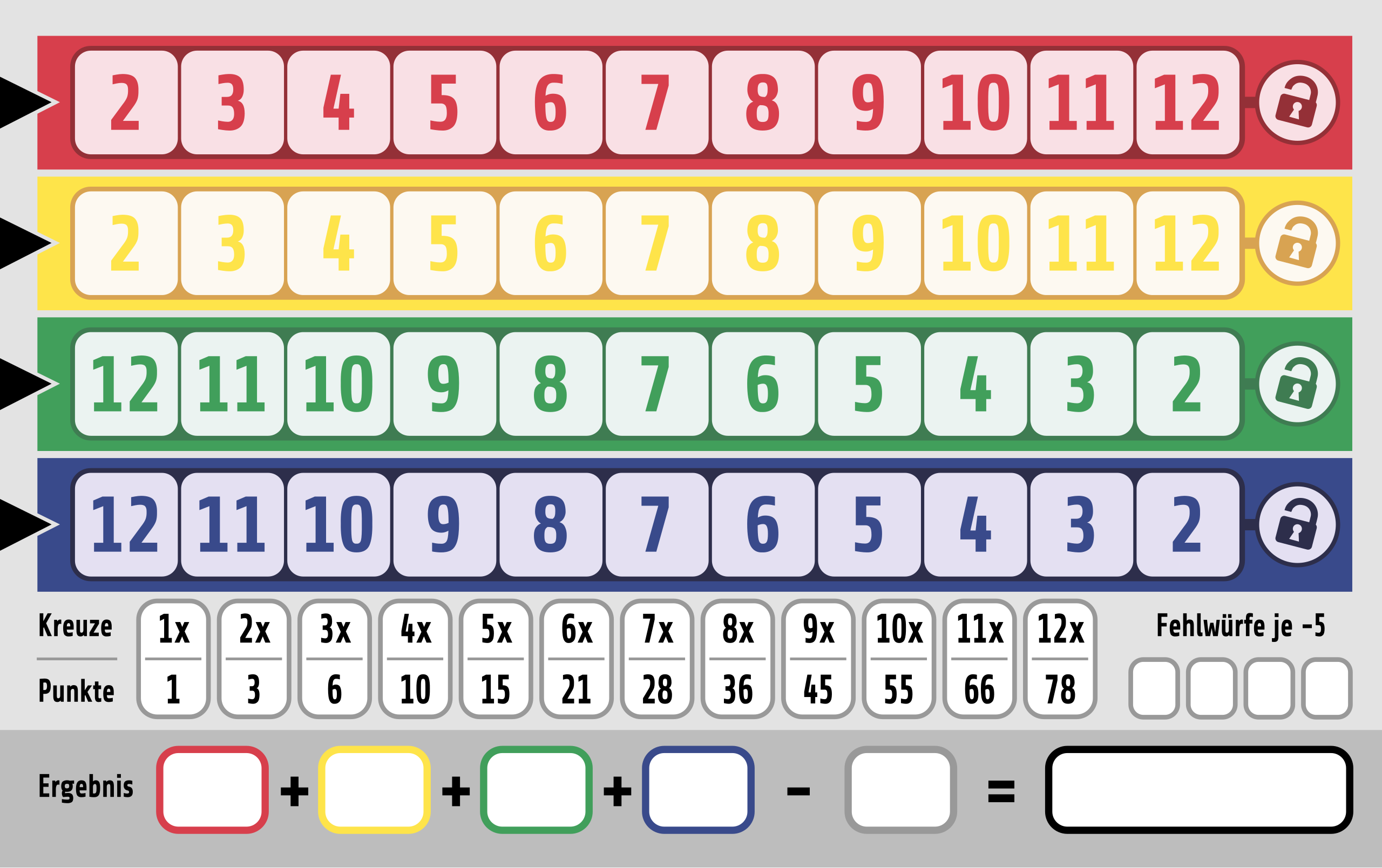 Qwixx Mix Score Sheets Printable
