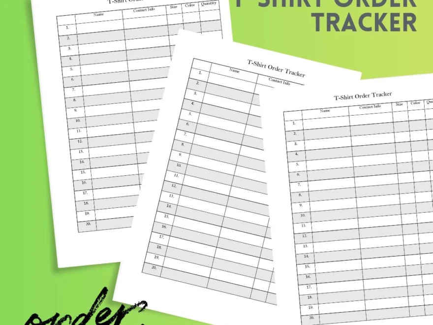 Fillable T shirt Order Form Tracker Etsy
