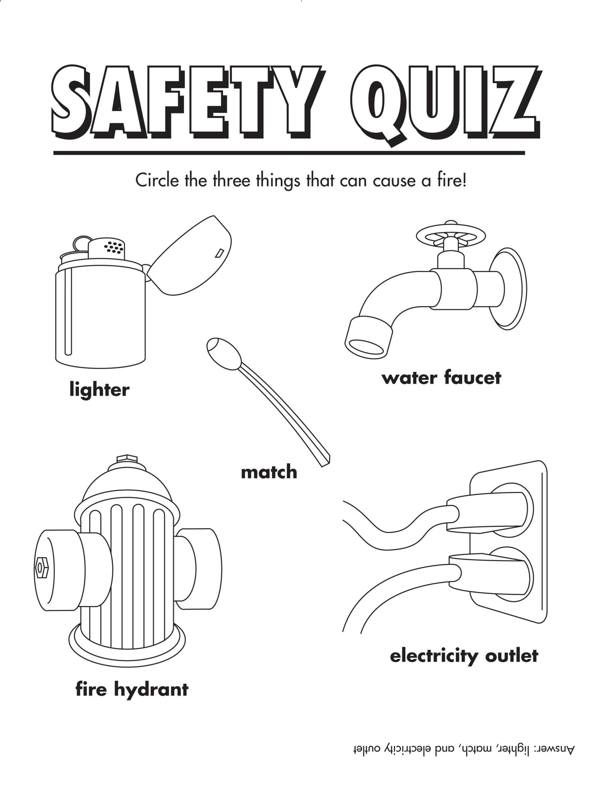 FireSafety Quiz Freeprintable coloring activity Fire Safety Worksheets Library
