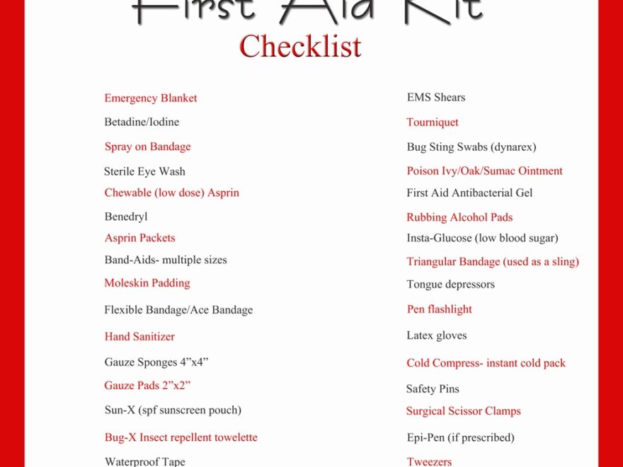 First Aid Kit And Printable Checklist Yummi Haus
