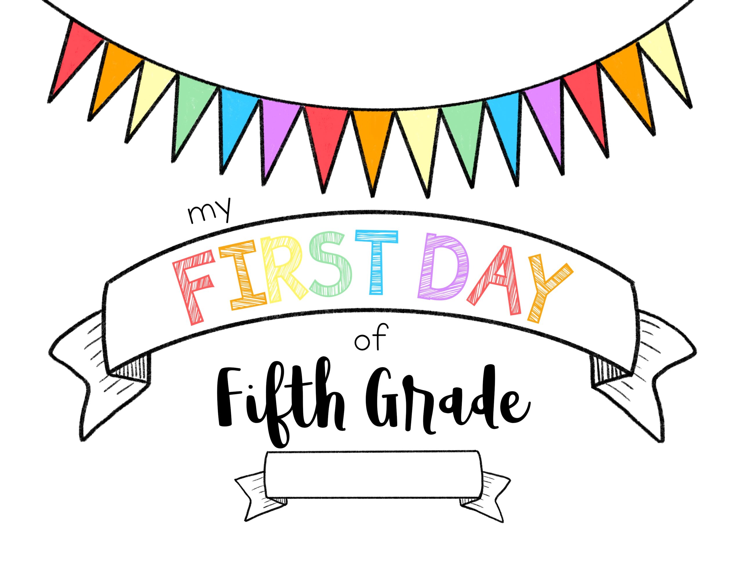 First Day Of 5th Grade Color MeganHStudio