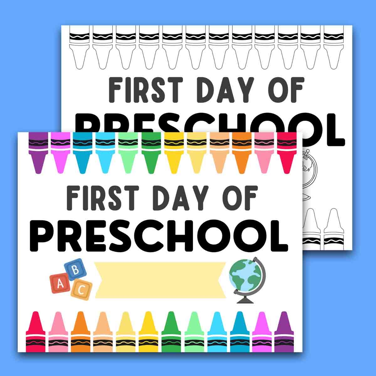 1st Day Of Preschool Signs Printable 1st Day Of Preschool Signs Printable
