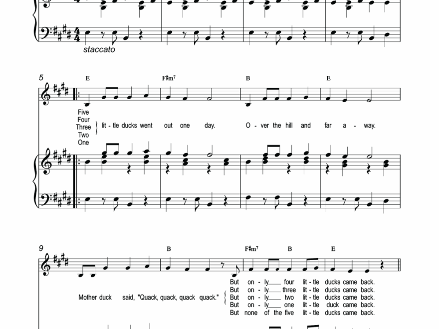 Five Little Ducks Sheet Music Super Simple