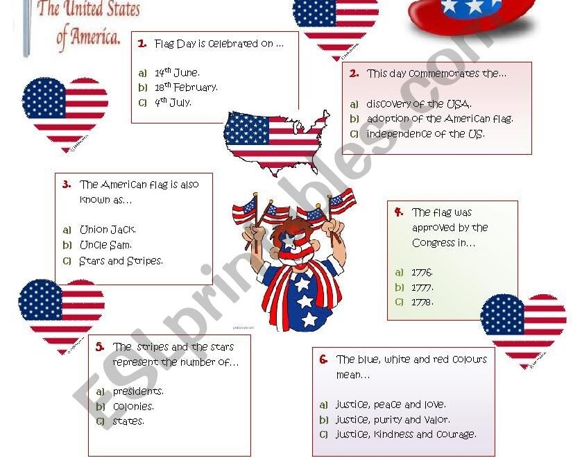 FLAG DAY 14th JUNE QUIZ ESL Worksheet By Ticas Worksheets Library