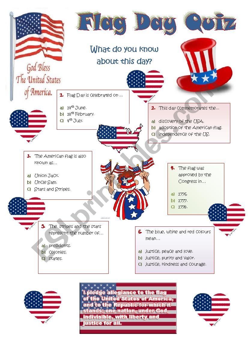 FLAG DAY 14th JUNE QUIZ ESL Worksheet By Ticas Worksheets Library FLAG DAY 14th JUNE QUIZ ESL Worksheet By Ticas Worksheets Library
