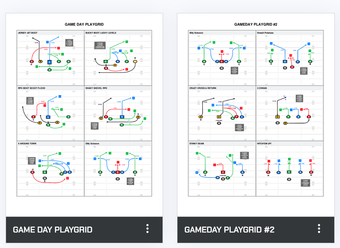 Flag Football PlayGrids Wristband Sheets FirstDown PlayBook