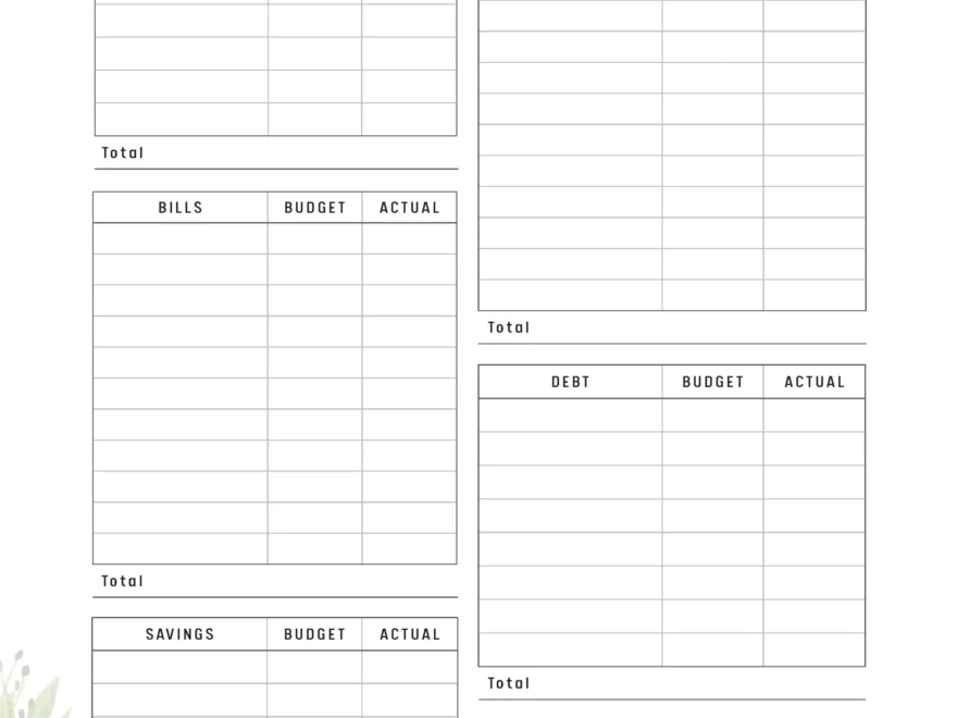 Floral Bi Weekly Budget Template Printable M307 Mrsneat