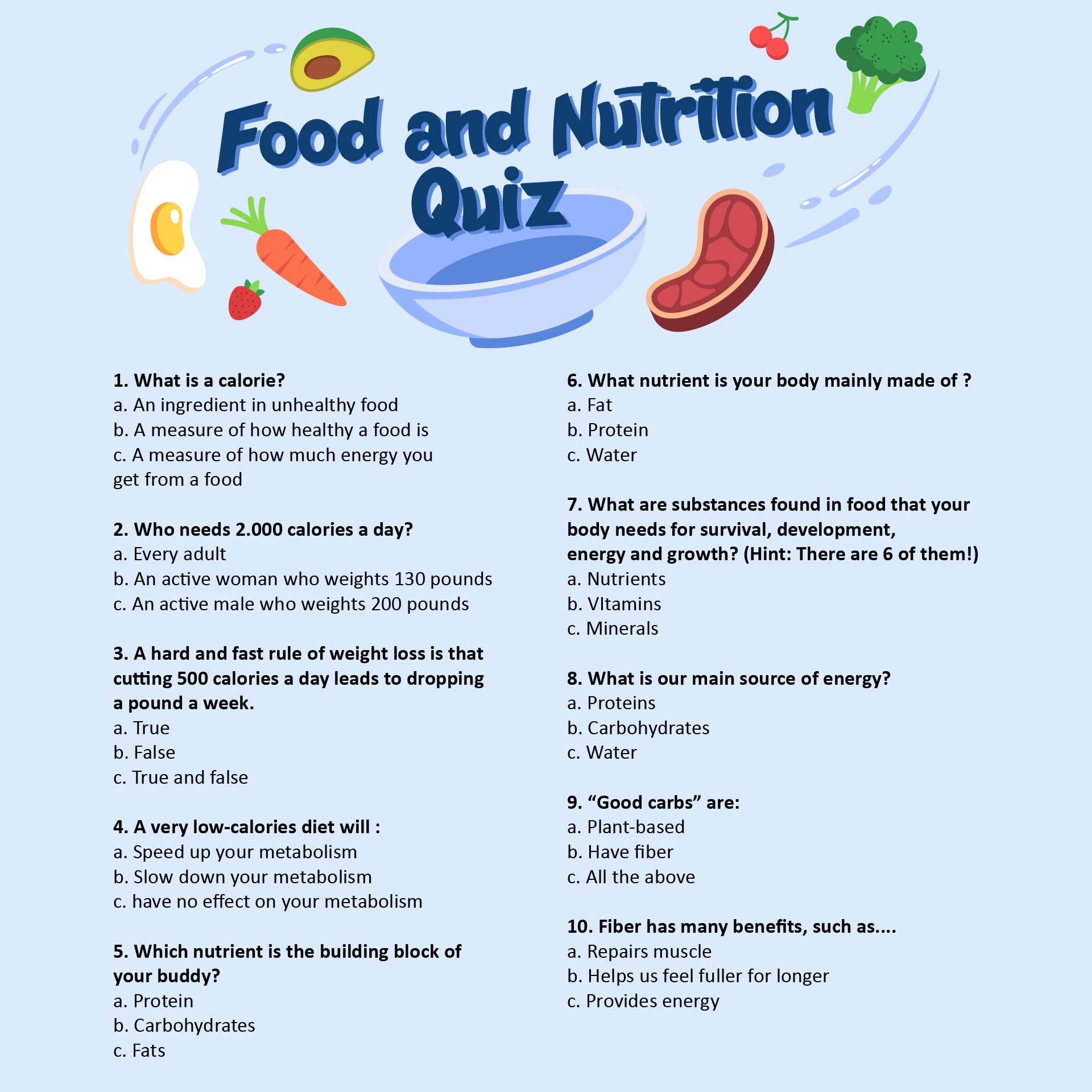 Food Trivia Questions 10 Free PDF Printables Printablee Worksheets Library