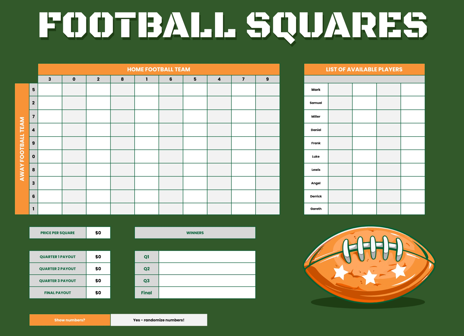 Printable Football Bowl Schedule Excel