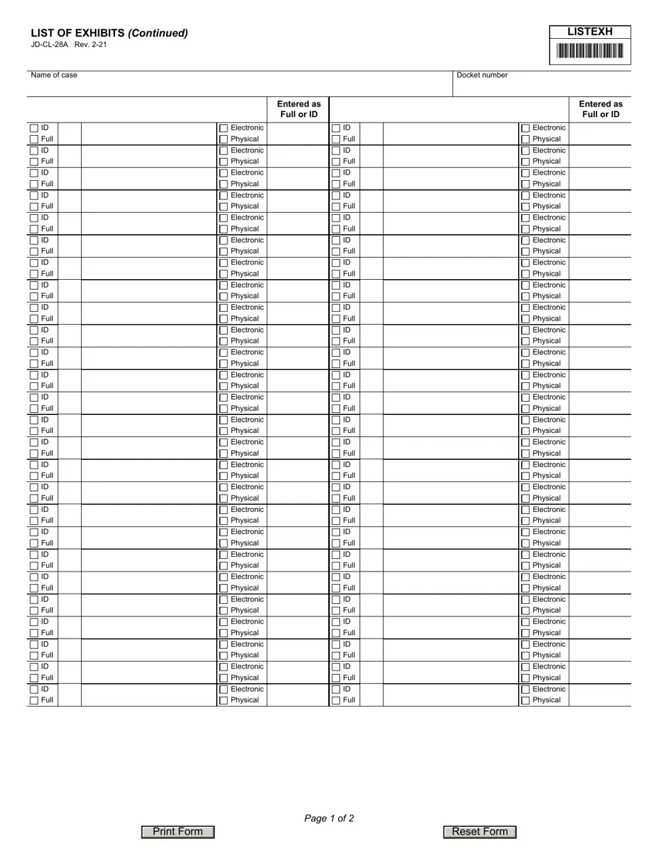 Form JD CL 28A Download Fillable PDF Or Fill Online List Of Exhibits Continued Connecticut Templateroller Form JD CL 28A Download Fillable PDF Or Fill Online List Of Exhibits Continued Connecticut Templateroller