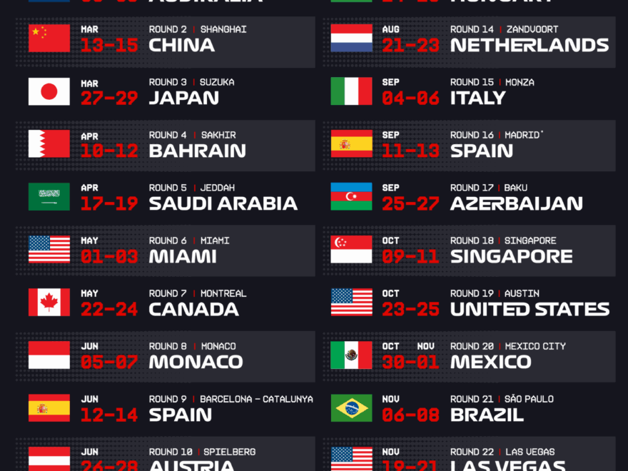 Formula 1 And FIA Announce 2026 Calendar Formula One World Championship Limited