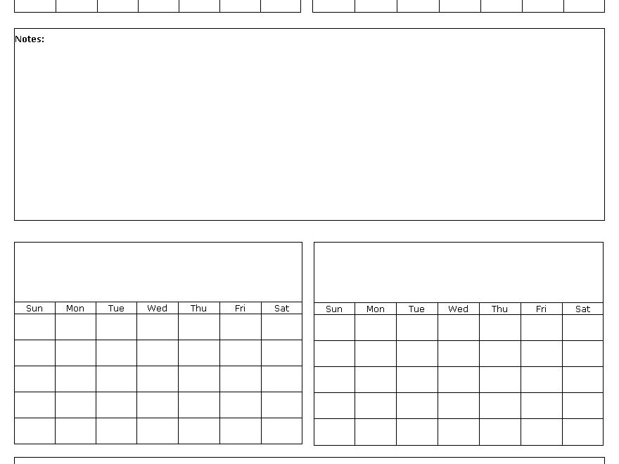 Four Months On A Page Blank Calendar Template