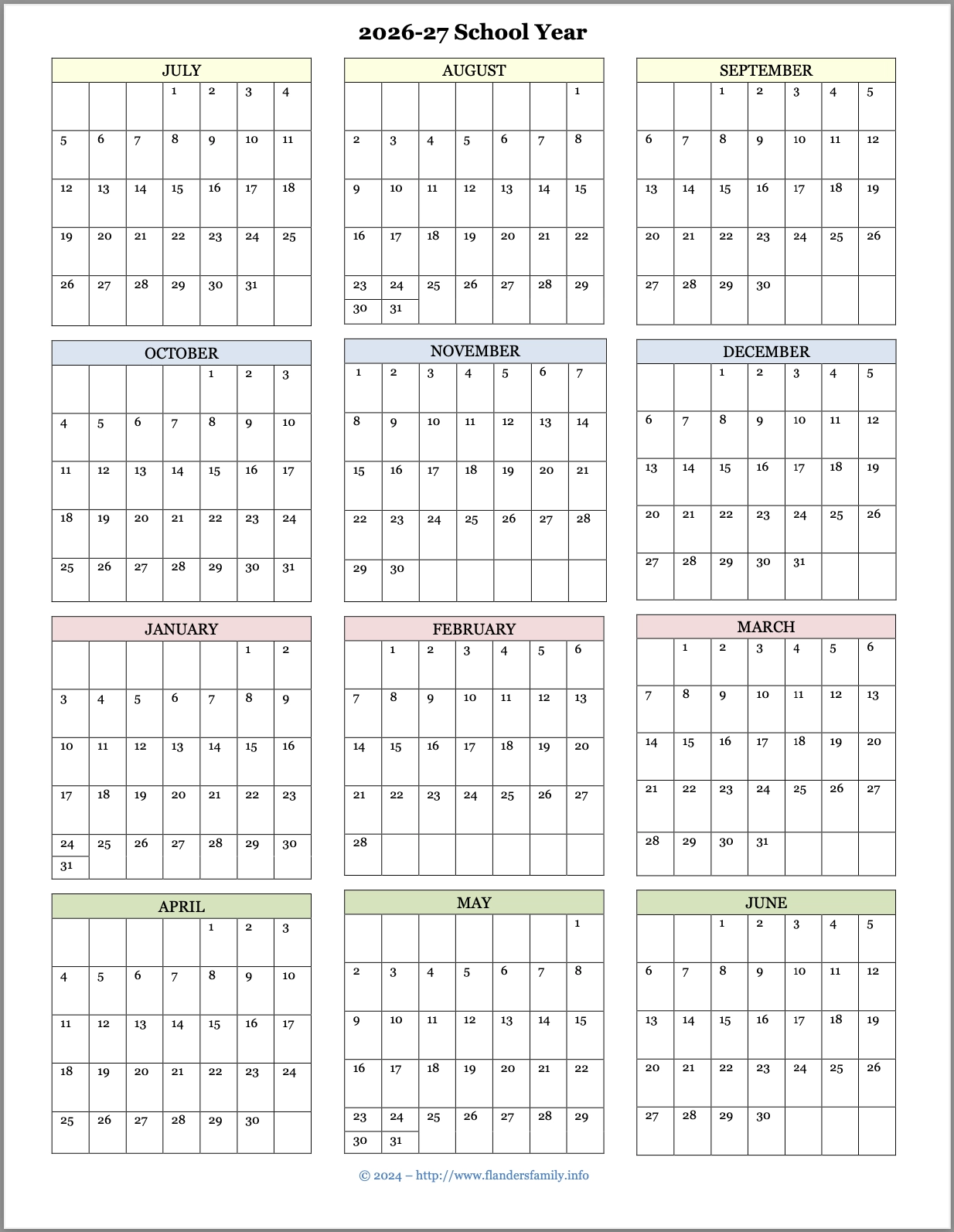 July 2026-June 2026 Printable Academic Planner July 2026-June 2026 Printable Academic Planner