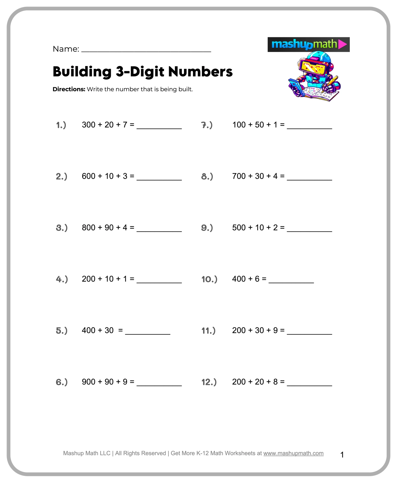 4th Grade Printable Homework Sheets