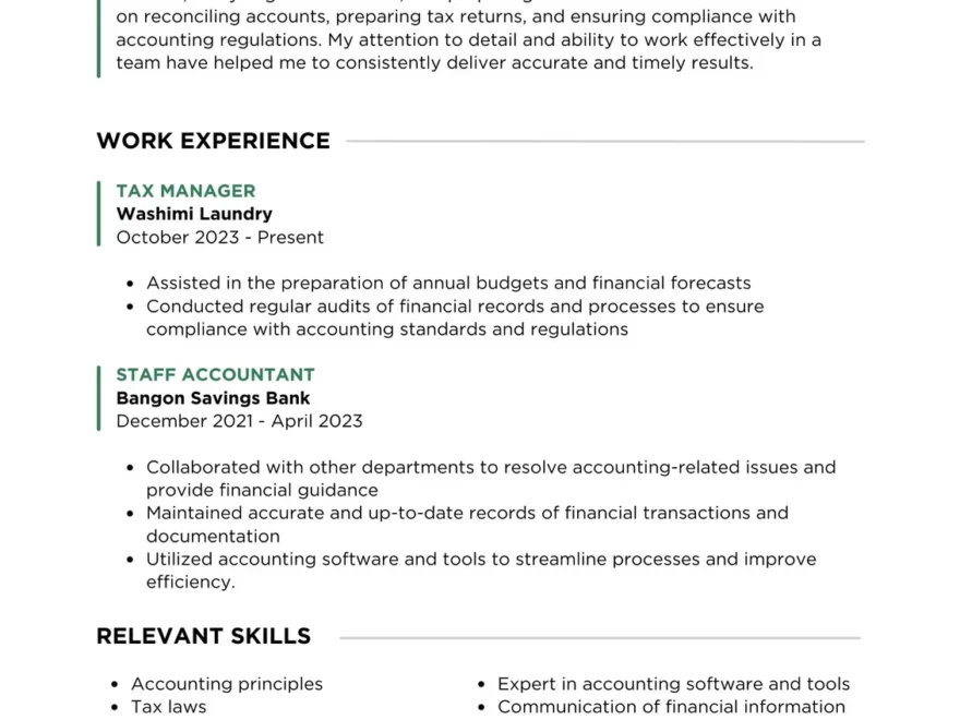 Free Accounting Resume Templates To Edit And Print Canva