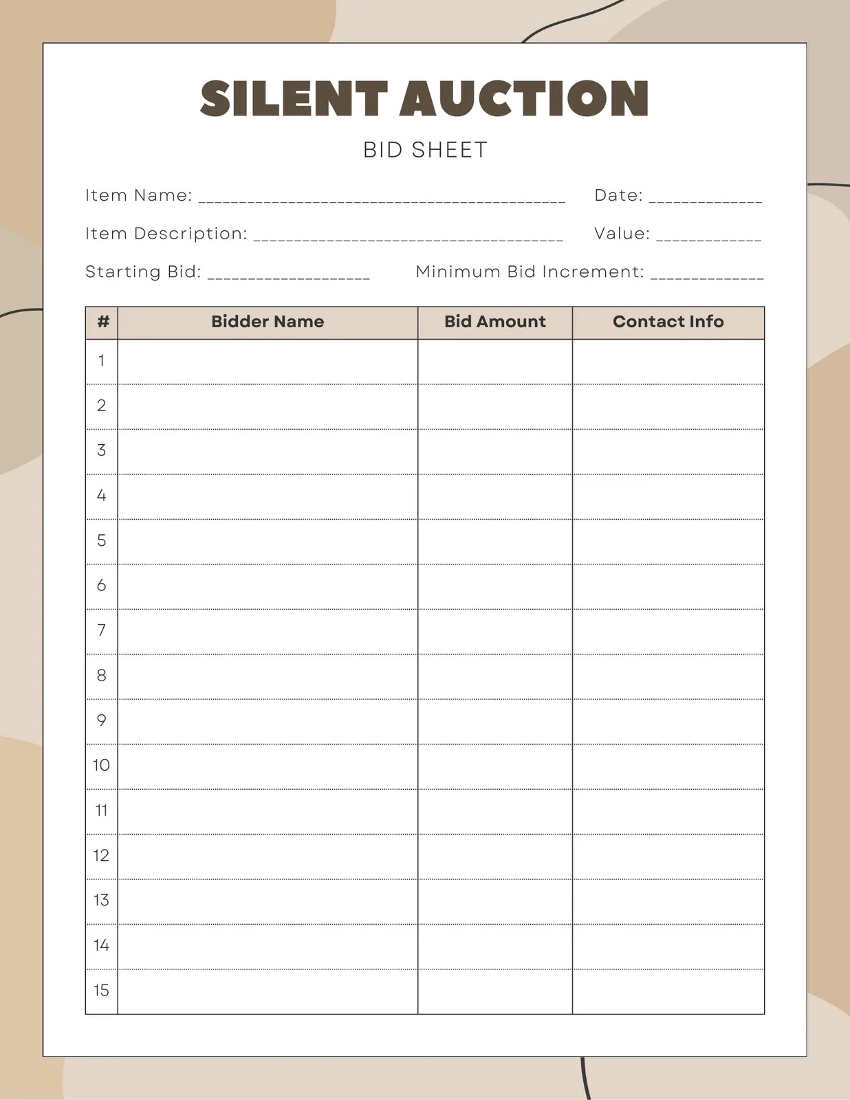 Free And Customizable Auction Templates