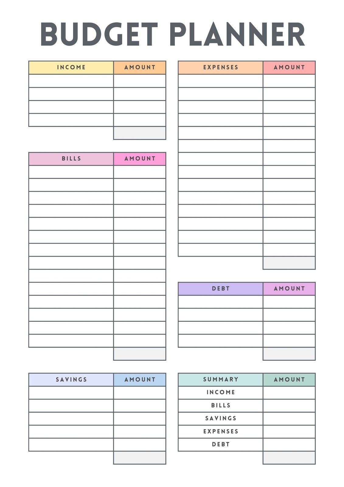 Printable Budget And Planners
