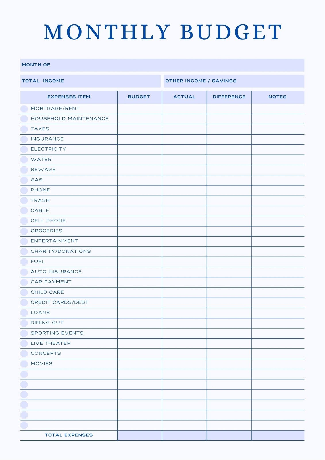 Free And Customizable Budget Templates Worksheets Library Free And Customizable Budget Templates Worksheets Library
