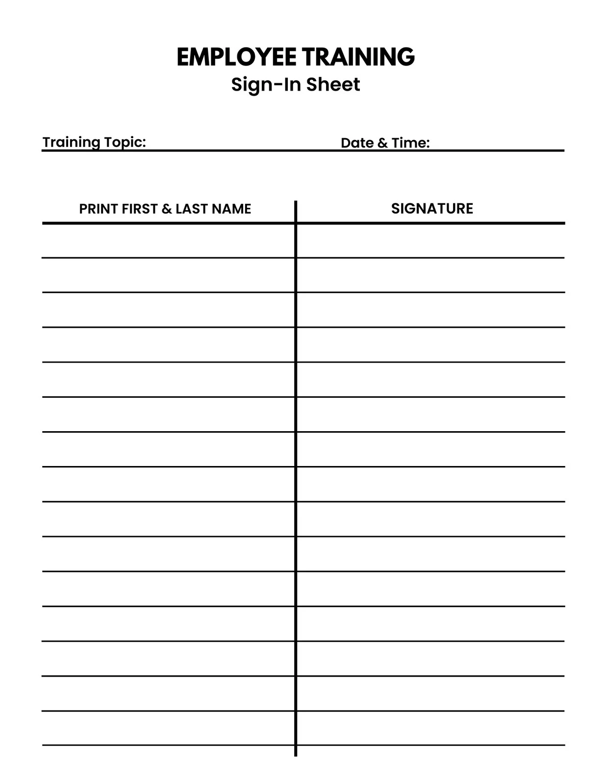 Free Printable Sign Up Sheet Template